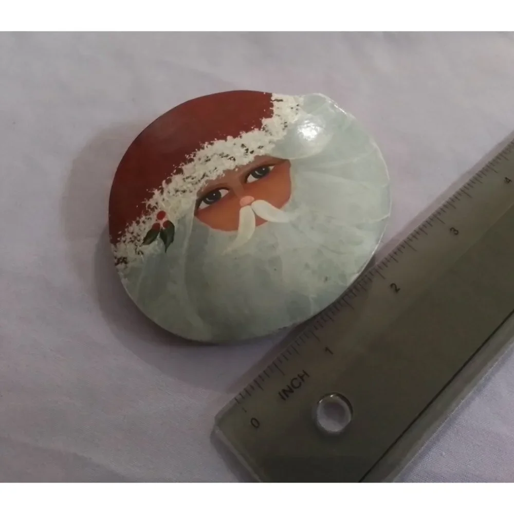 Vintage Hand-Painted Santa Claus Hair Clip Barrette Holiday Accessory